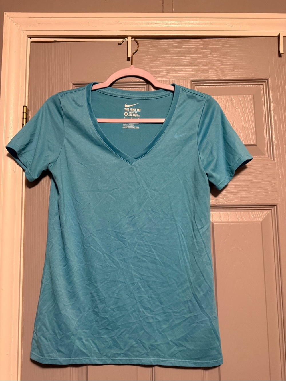 Nike Women's Light Teal V-Neck Short Sleeve Performance Tee